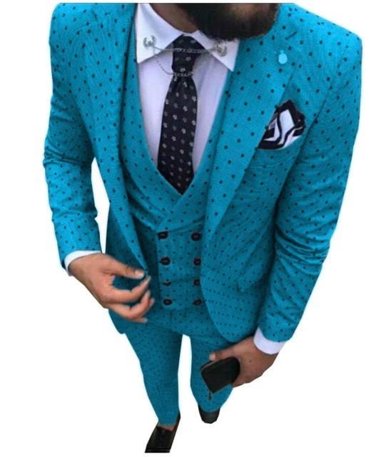 Mens suits Wave point Three Pieces Men Dress Suits Casual Commuter office business suits For Wedding(Blazer+Vest+Pants)