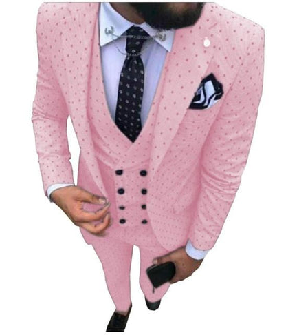 Mens suits Wave point Three Pieces Men Dress Suits Casual Commuter office business suits For Wedding(Blazer+Vest+Pants)