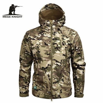MEGE Men's Camouflage Fleece Jacket Men Waterproof Softshell Windbreaker Winter Hooded Coat Hunt Clothes