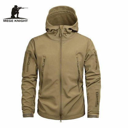 MEGE Men's Camouflage Fleece Jacket Men Waterproof Softshell Windbreaker Winter Hooded Coat Hunt Clothes