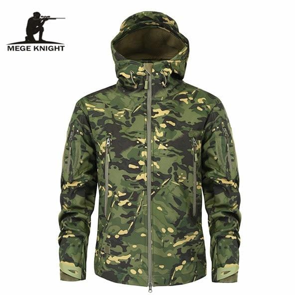 MEGE Men's Camouflage Fleece Jacket Men Waterproof Softshell Windbreaker Winter Hooded Coat Hunt Clothes