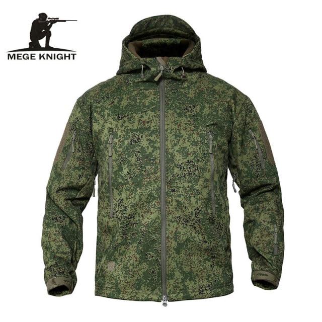 MEGE Men's Camouflage Fleece Jacket Men Waterproof Softshell Windbreaker Winter Hooded Coat Hunt Clothes