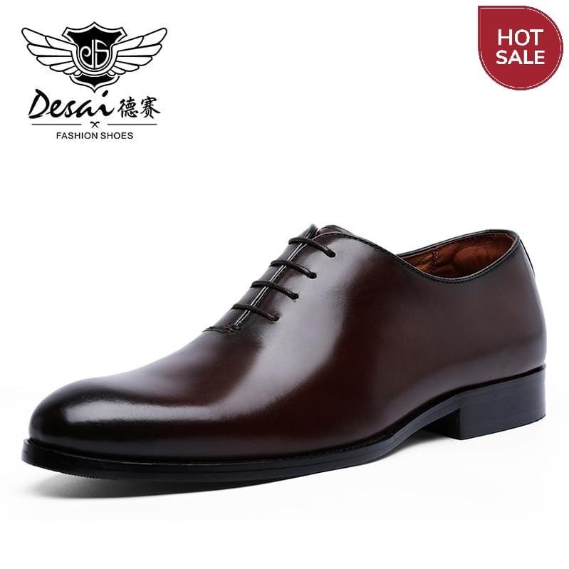 DESAI Oxford Mens Dress Shoes Formal Business Lace-up Full Grain Leather Minimalist Shoes for Men