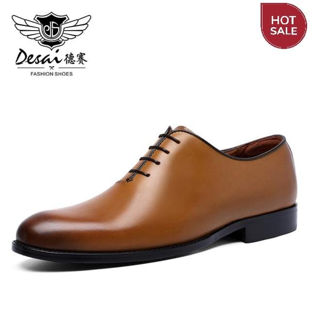 DESAI Oxford Mens Dress Shoes Formal Business Lace-up Full Grain Leather Minimalist Shoes for Men