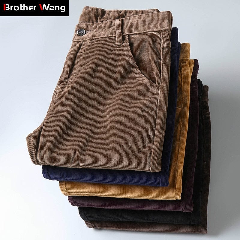 6 Color Men&#39;s Thick Corduroy Casual Pants 2019 Winter New Style Business Fashion Stretch Regular Fit Trousers Male Brand Clothes