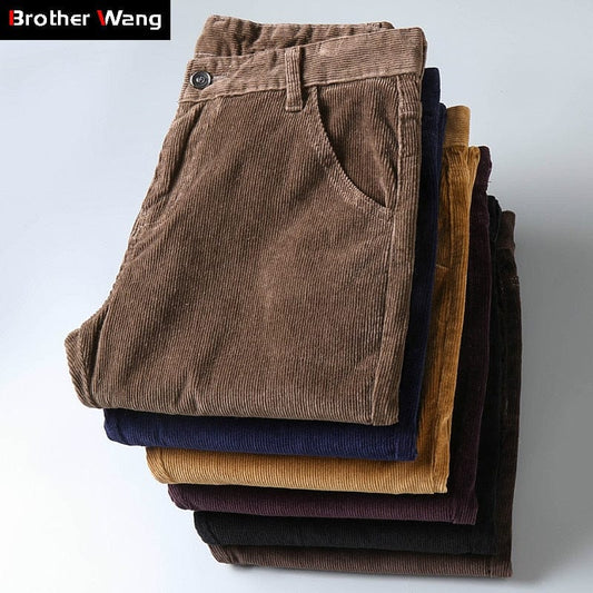 6 Color Men&#39;s Thick Corduroy Casual Pants 2019 Winter New Style Business Fashion Stretch Regular Fit Trousers Male Brand Clothes