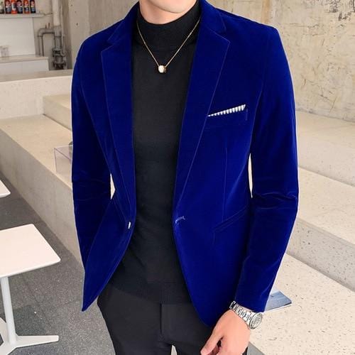 Autum Velvet Wedding Dress Coat Mens Blazer Jacket Fashion Casual Suit JacketStage DJ Men's Business Blazers Veste Costume Homme