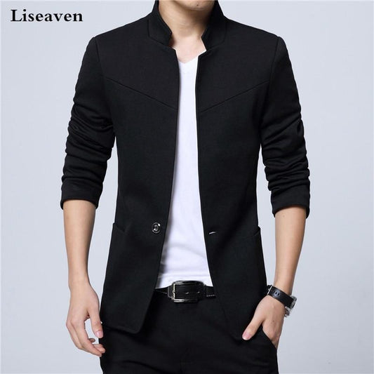 Liseaven Blazer Men Jackets Male Stand Collar Male Blazers Slim Fit Mens Blazer black Jacket Men Plus Size 5XL