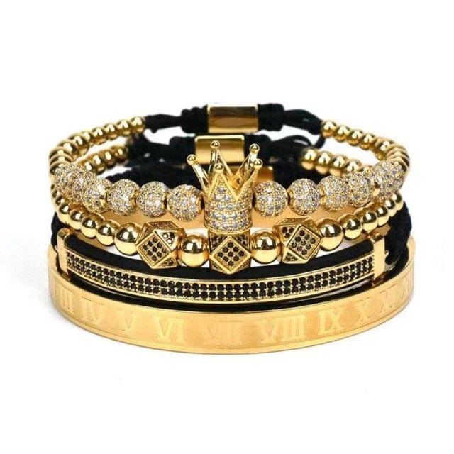 Men Bracelet jewelry 4pcs/set crown charms Macrame beads Bracelets Braiding Man Luxury Jewelry for women bracelet gift