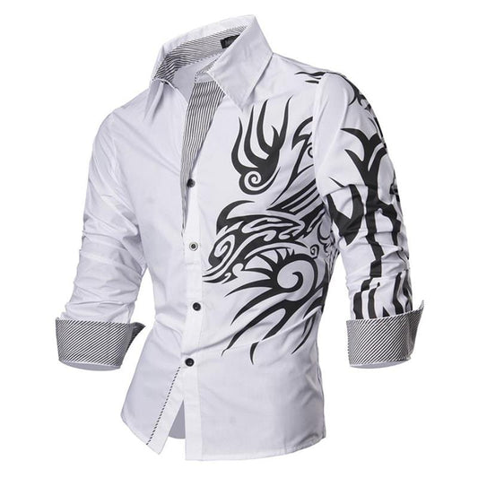 Jeansian Men&#39;s Fashion Dress Casual Shirts Button Down Long Sleeve Slim Fit Designer Z001 White2