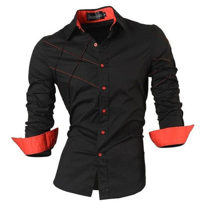 Jeansian Men's Fashion Dress Casual Shirts Button Down Long Sleeve Slim Fit Designer Z001 White2