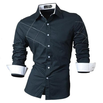 Jeansian Men's Fashion Dress Casual Shirts Button Down Long Sleeve Slim Fit Designer Z001 White2