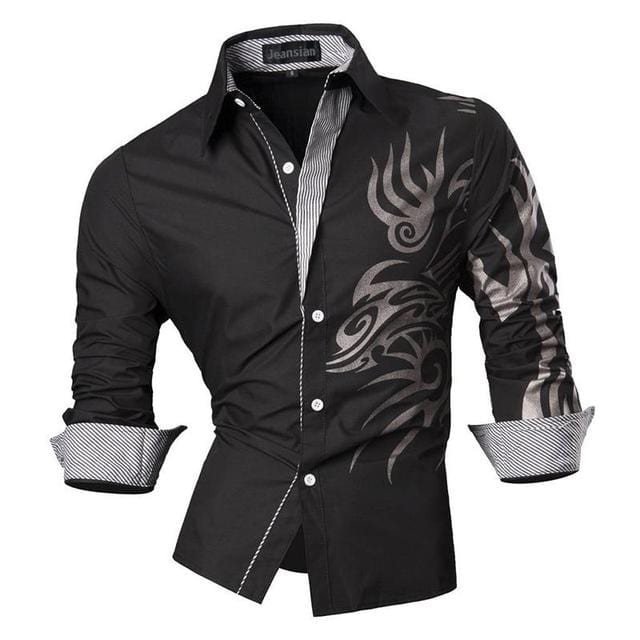 Jeansian Men's Fashion Dress Casual Shirts Button Down Long Sleeve Slim Fit Designer Z001 White2