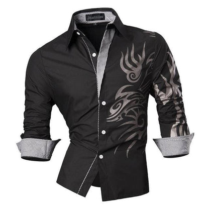 Jeansian Men's Fashion Dress Casual Shirts Button Down Long Sleeve Slim Fit Designer Z001 White2