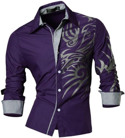 Jeansian Men's Fashion Dress Casual Shirts Button Down Long Sleeve Slim Fit Designer Z001 White2