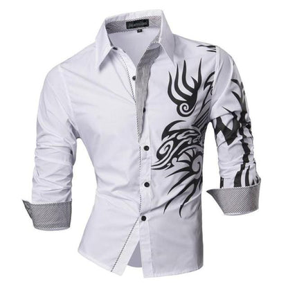 Jeansian Men's Fashion Dress Casual Shirts Button Down Long Sleeve Slim Fit Designer Z001 White2