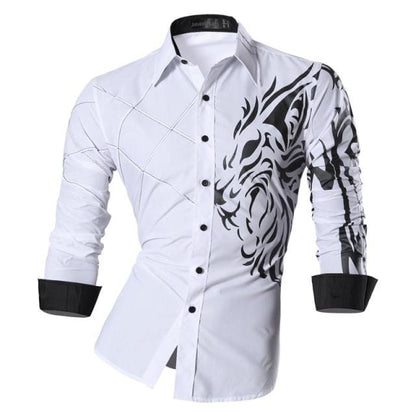 Jeansian Men's Fashion Dress Casual Shirts Button Down Long Sleeve Slim Fit Designer Z001 White2