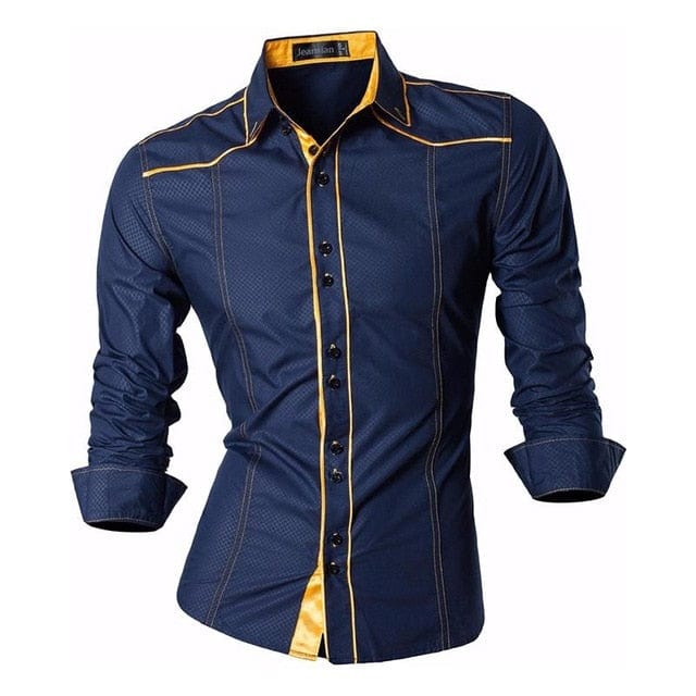 Jeansian Men's Fashion Dress Casual Shirts Button Down Long Sleeve Slim Fit Designer Z001 White2