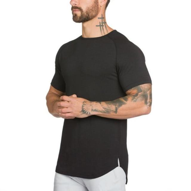 Brand gym Clothing fitness t shirt men fashion extend hip hop summer short sleeve t-shirt cotton bodybuilding muscle tshirt man