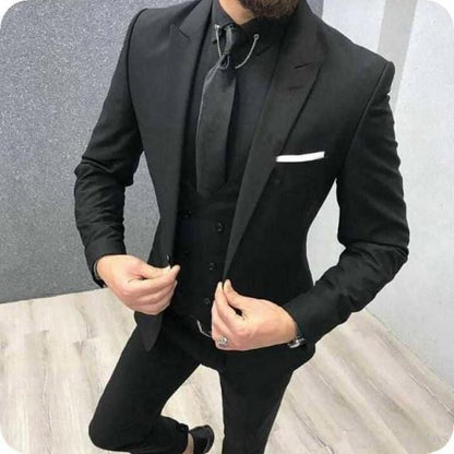 2020 Three Piece Royal Blue Men Suits Peaked Lapel Custom Made Wedding Tuxedos Slim Fit Male Suits (Jacket + Pants + Vest+Tie)