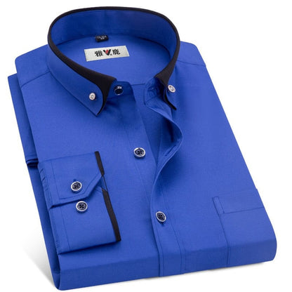 MACROSEA Men's Business Dress Shirts Male Formal Button-Down Collar Shirt Fashion Style Spring&amp;Autumn Men's Casual Shirt