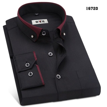 MACROSEA Men's Business Dress Shirts Male Formal Button-Down Collar Shirt Fashion Style Spring&amp;Autumn Men's Casual Shirt