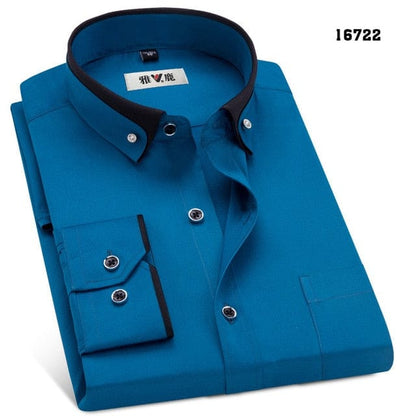 MACROSEA Men's Business Dress Shirts Male Formal Button-Down Collar Shirt Fashion Style Spring&amp;Autumn Men's Casual Shirt