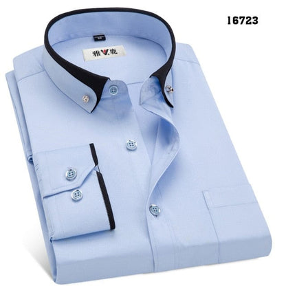 MACROSEA Men's Business Dress Shirts Male Formal Button-Down Collar Shirt Fashion Style Spring&amp;Autumn Men's Casual Shirt