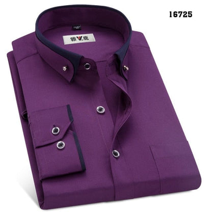 MACROSEA Men's Business Dress Shirts Male Formal Button-Down Collar Shirt Fashion Style Spring&amp;Autumn Men's Casual Shirt