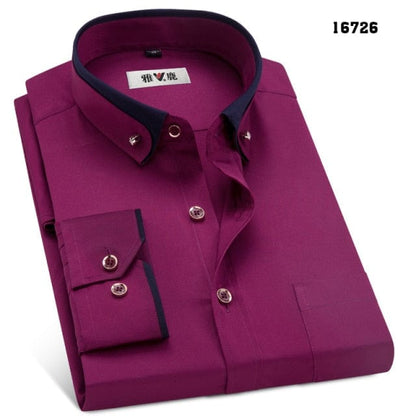 MACROSEA Men's Business Dress Shirts Male Formal Button-Down Collar Shirt Fashion Style Spring&amp;Autumn Men's Casual Shirt
