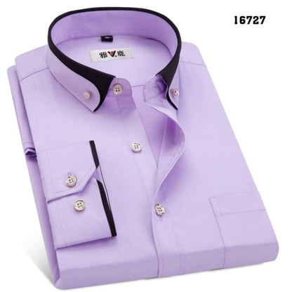 MACROSEA Men's Business Dress Shirts Male Formal Button-Down Collar Shirt Fashion Style Spring&amp;Autumn Men's Casual Shirt