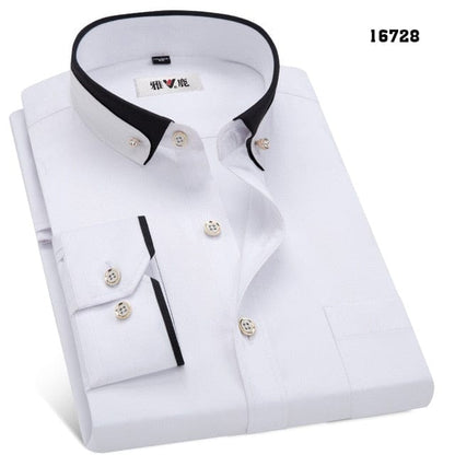 MACROSEA Men's Business Dress Shirts Male Formal Button-Down Collar Shirt Fashion Style Spring&amp;Autumn Men's Casual Shirt