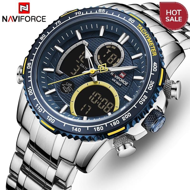 NAVIFORCE Men Watch Top Luxury Brand Big Dial Sport Watches Mens Chronograph Quartz Wristwatch Date Male Clock Relogio Masculino