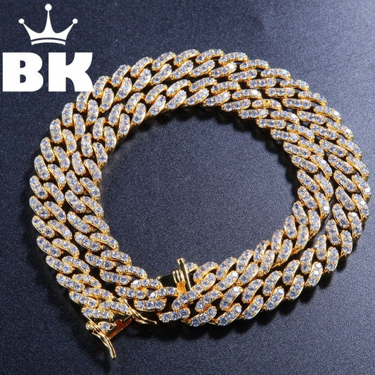 THE BLING KING 9mm Micro Pave Iced CZ Cuban Link Colieri Lanțuri de culoare aurie Bijuterii Bling Bling de lux Moda Hiphop pentru bărbați