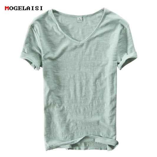 Summer Men linen cotton t shirt men short sleeve V-neck breathable soft Loose Thin white t-shirt men Asian size M-XXXL 201