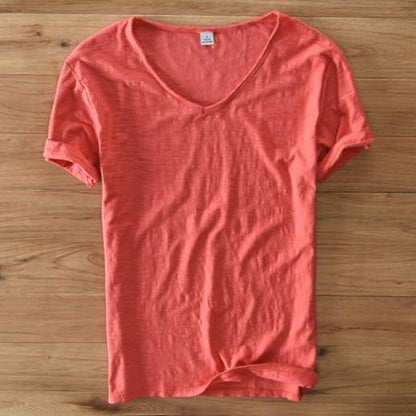 Summer Men linen cotton t shirt men short sleeve V-neck breathable soft Loose Thin white t-shirt men Asian size M-XXXL 201