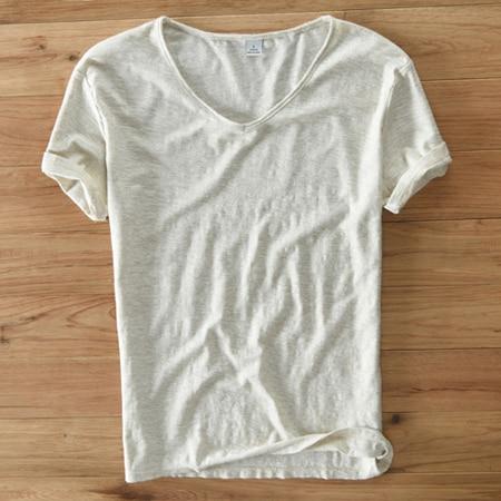 Summer Men linen cotton t shirt men short sleeve V-neck breathable soft Loose Thin white t-shirt men Asian size M-XXXL 201