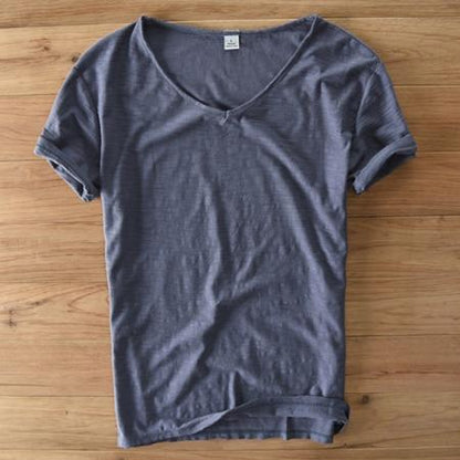 Summer Men linen cotton t shirt men short sleeve V-neck breathable soft Loose Thin white t-shirt men Asian size M-XXXL 201