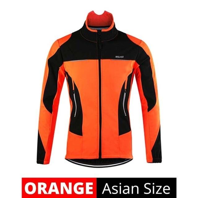 ARSUXEO Fleece Thermal Cycling Jacket Autumn Winter Warm Up Bicycle Clothing Windproof Windbreaker Coat MTB Bike Jerseys