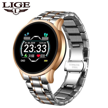 LIGE 2020 New Smart Watch Men Heart Rate Blood Pressure Information Reminder Sport Waterproof Smart Watch for Android IOS Phone