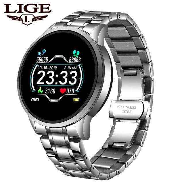 LIGE 2020 New Smart Watch Men Heart Rate Blood Pressure Information Reminder Sport Waterproof Smart Watch for Android IOS Phone