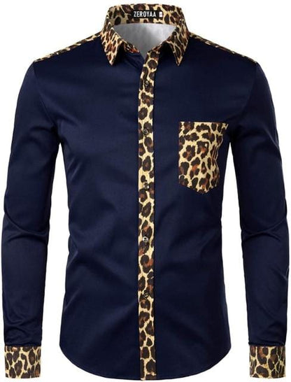 Mens Hipster African Dashiki Tribal Graphic Patchwork Shirts Slim Fit Long Sleeve Mandarin Collar Shirt Camisas Men Clothing