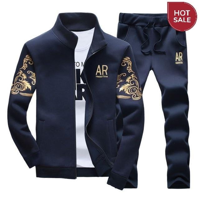 Men's Tracksuit Sportswear Sets Spring Autumn Casual Tracksuits Men 2 Piece Zipper Sweatshirt + Sweatpants Brand Track Suit Set