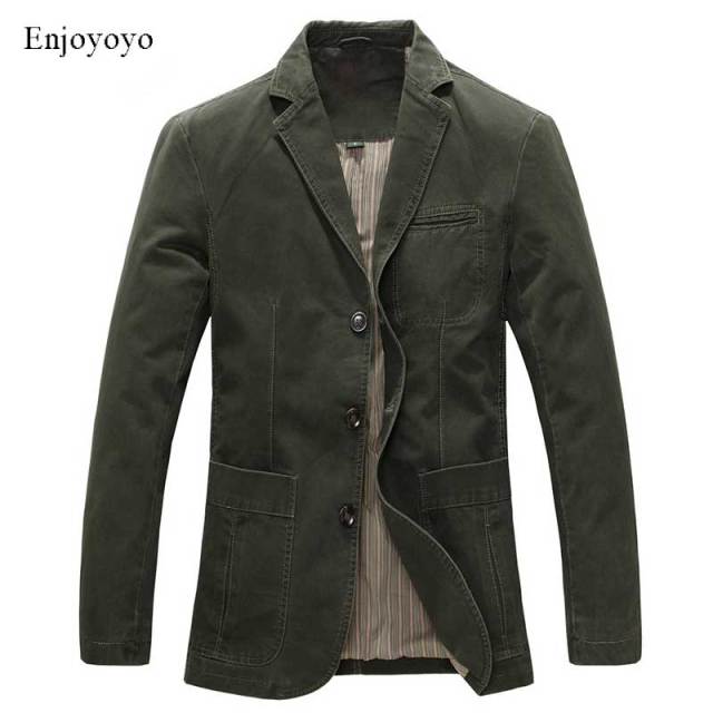 Spring Military Jacket Blazers Men 100% Cotton Casual Blazer Men's Suit Coat Male Blazer Masculino Jackets M-5XL