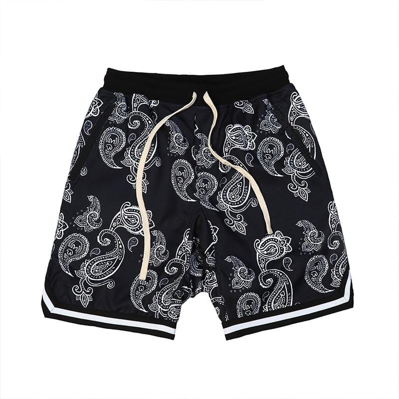 Dropshipping Paisley Fashion Hip Hop 70s Bandana African Digital Print High Waist Black Casual Sports Board Shorts for Men