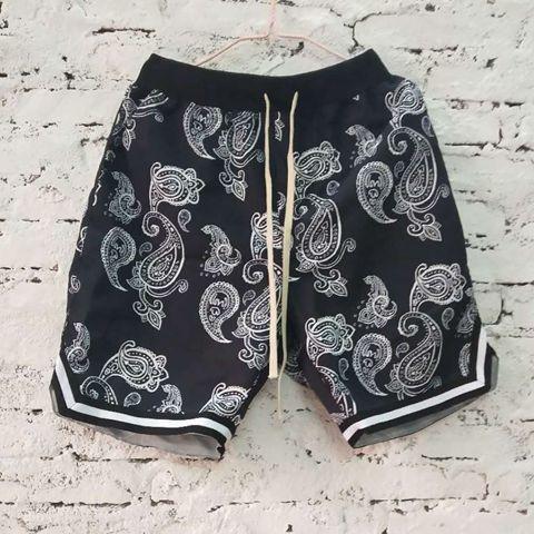 Dropshipping Paisley Fashion Hip Hop 70s Bandana African Digital Print High Waist Black Casual Sports Board Shorts for Men