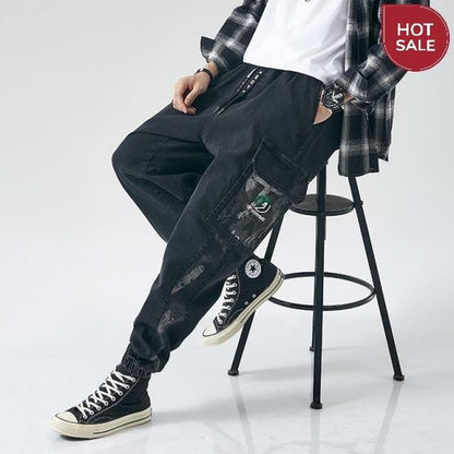 Plus Size Jeans Men Loose Joggers Streetwear Harem Jeans Cargo Pants Ankle-Length Denim Trousers