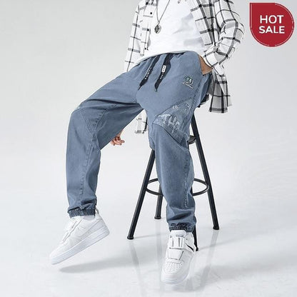 Plus Size Jeans Men Loose Joggers Streetwear Harem Jeans Cargo Pants Ankle-Length Denim Trousers