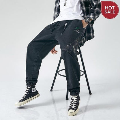 Plus Size Jeans Men Loose Joggers Streetwear Harem Jeans Cargo Pants Ankle-Length Denim Trousers