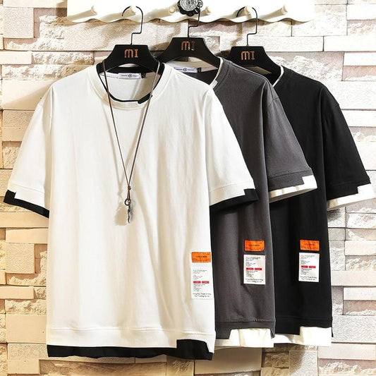 Summer Short Sleeves Harajuku Korea Fashion White T-shirt Streetwear One Piece Hip Hop Rock Punk Men Top Tees Tshirt Clothes